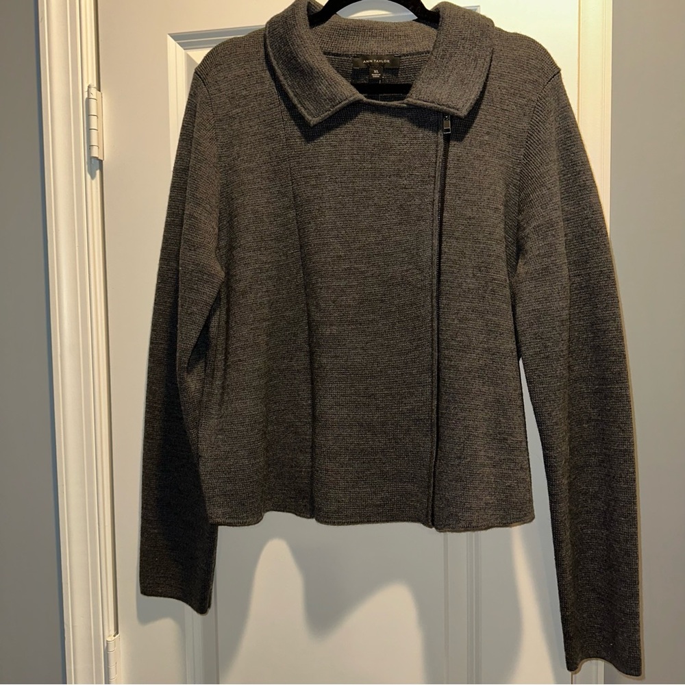 Ann Taylor Wool Blend Sweater Zip Jacket Size XL NWT